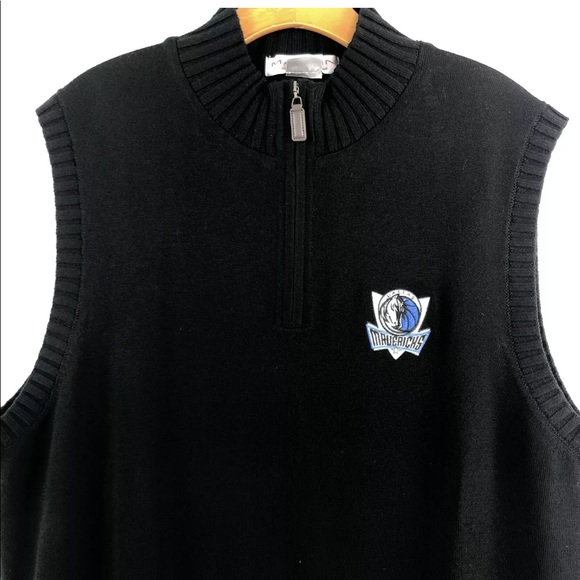Dallas Mavericks Black Zip Sweater Vest Mens L - Picture 2 of 7